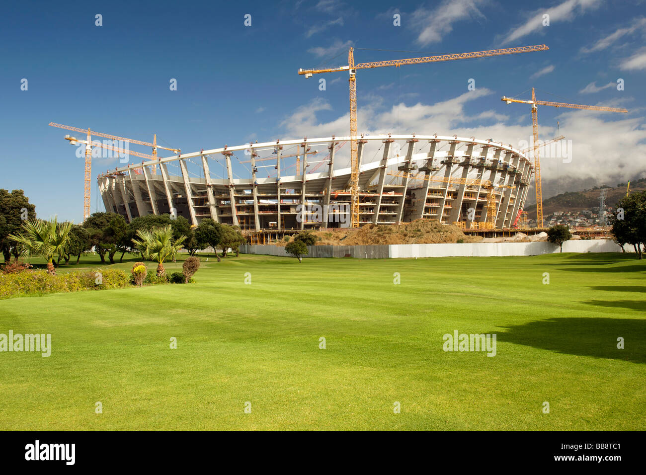 Die 2010 FIFA World Cup Soccer Stadion im Bau in Cape Town, Südafrika. Stockfoto