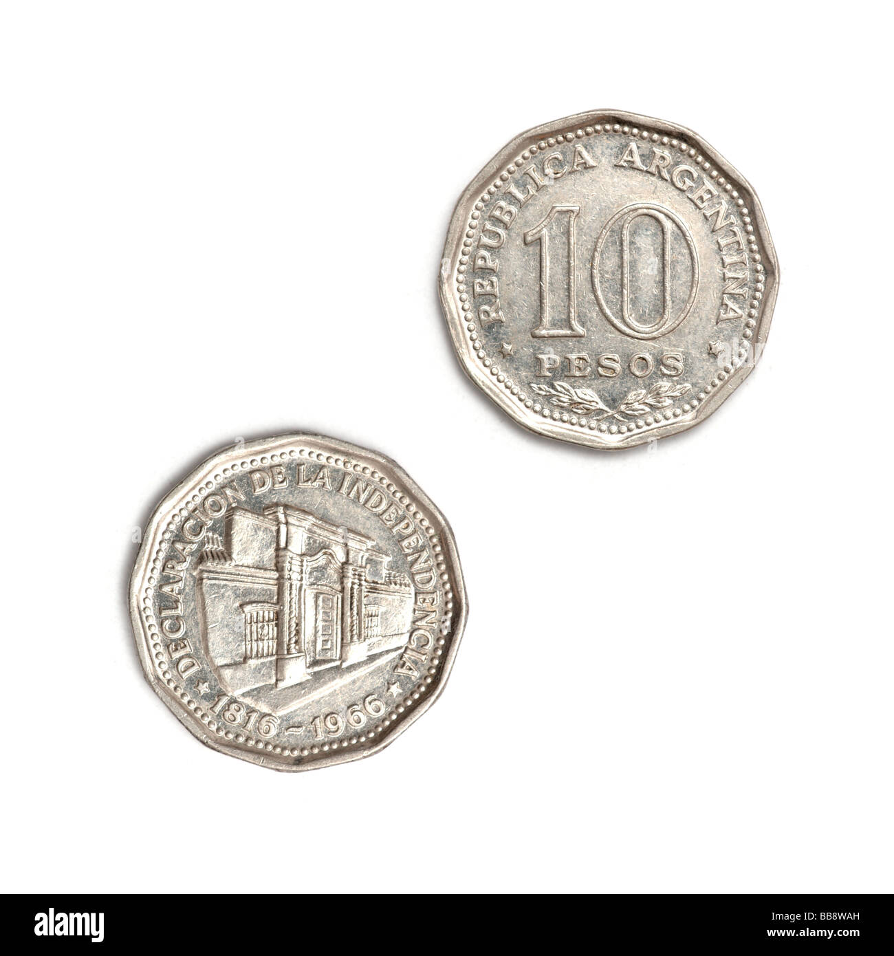 Argentinische 10-Peso-Münze Stockfoto