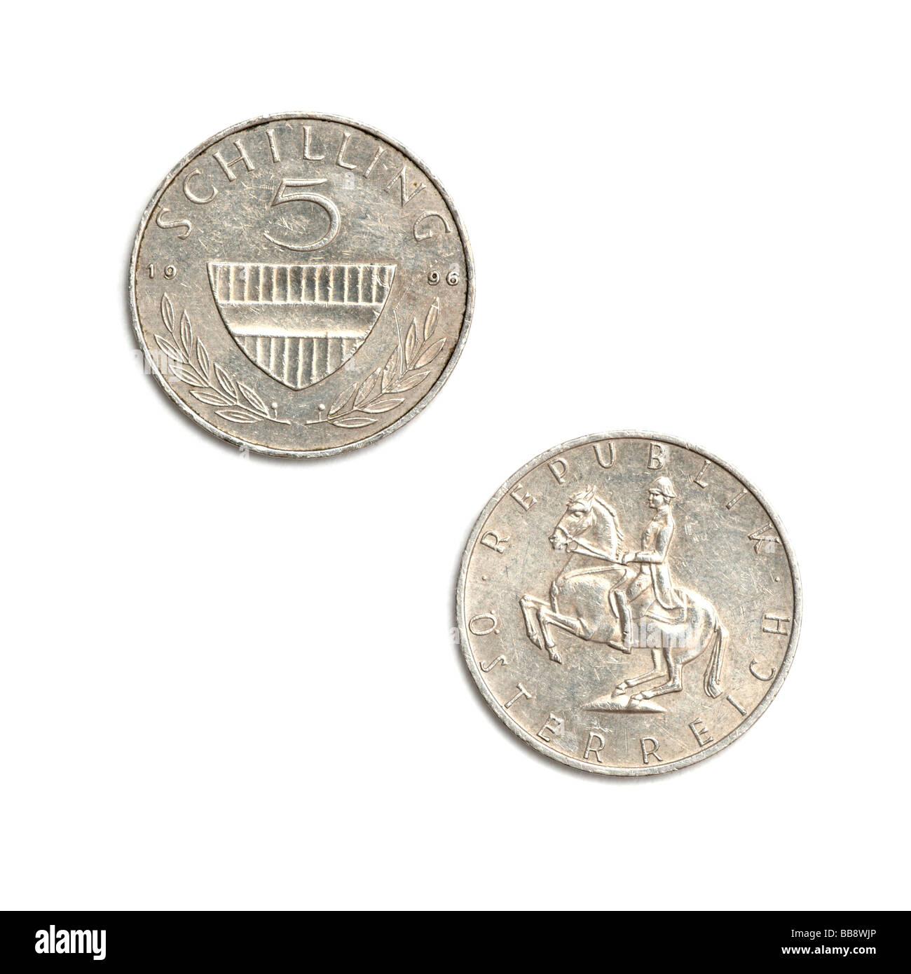 Österreichische Schilling-Münze 5 Stockfoto