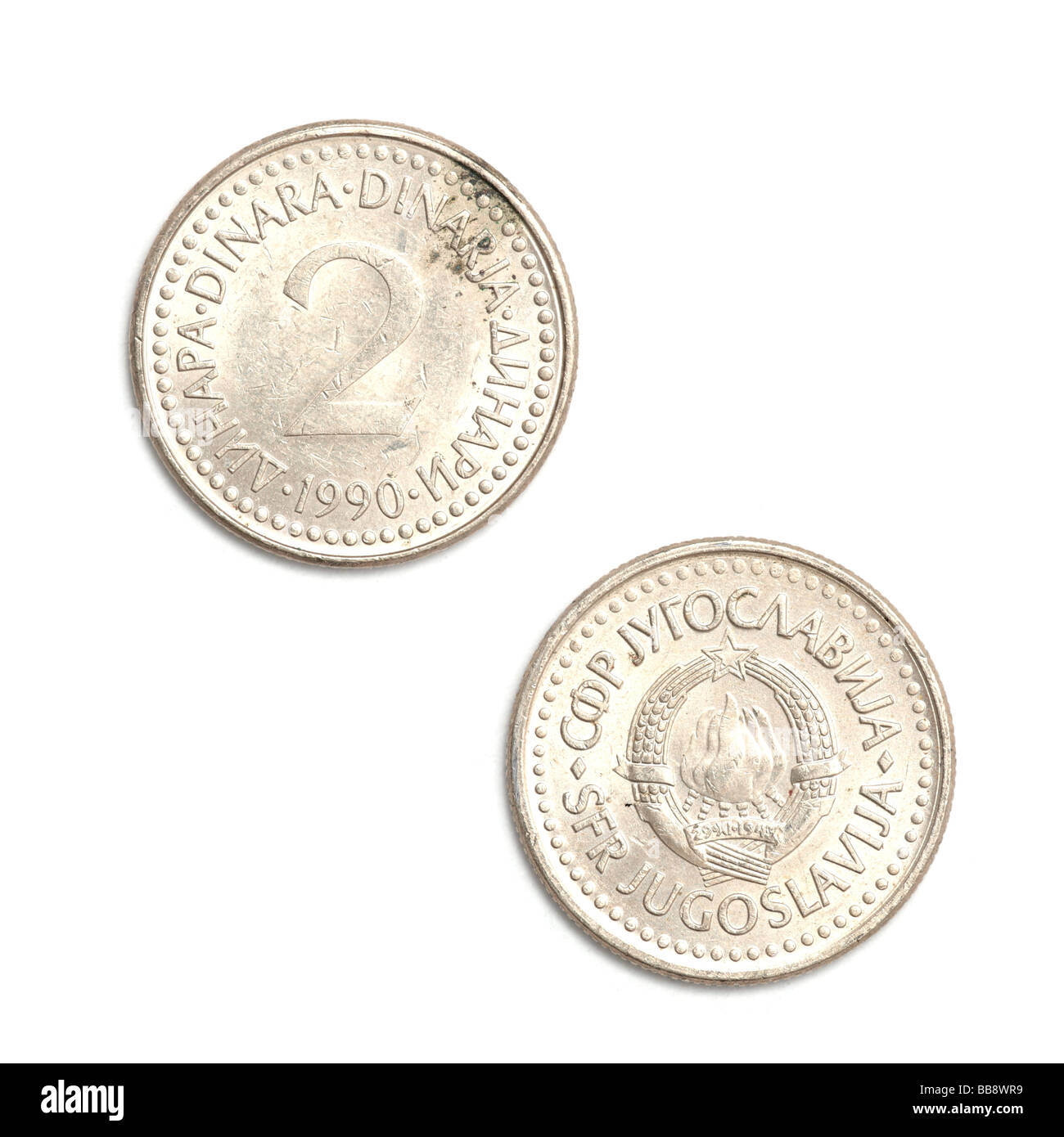 Jugoslawische 2-Dinar-Münze Stockfoto