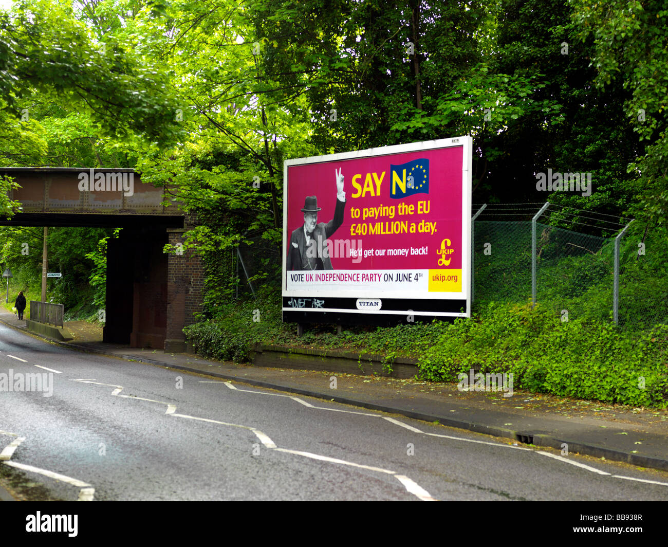 EU-Billboard British National Party Stockfoto