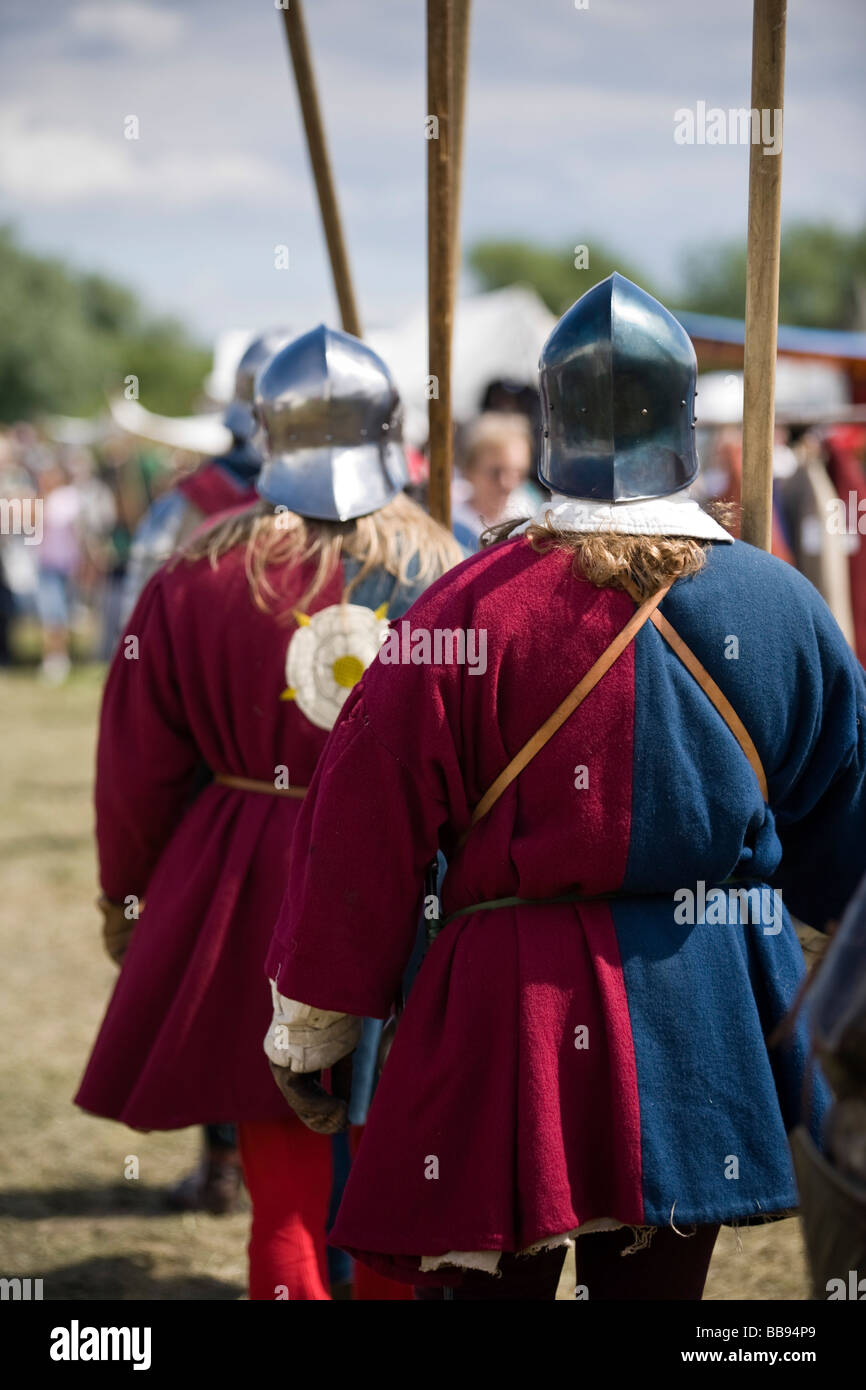 Nachstellung der Schlacht von Tewkesbury bei Tewkesbury Mittelalterfest 2008, Gloucestershire, England Stockfoto