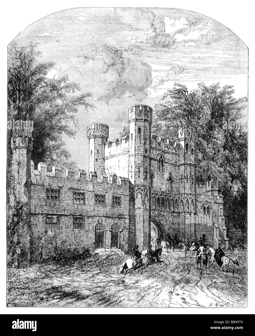 Abbildung Battle Abbey als es möglicherweise im 19. Jahrhundert erschienen sind Stockfoto