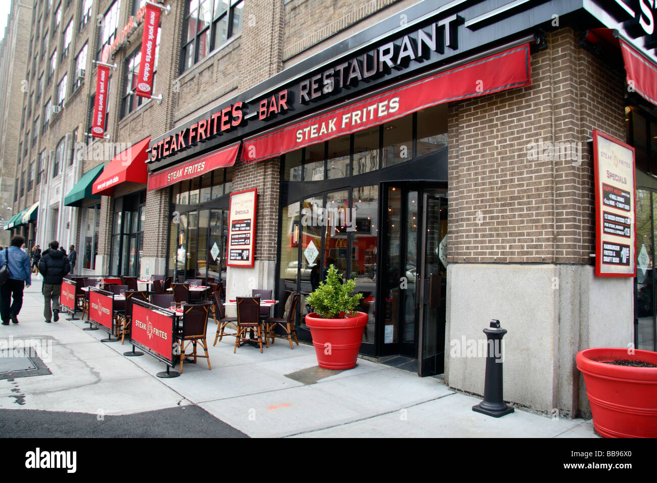 Die Shops von Steak Frites Bar & Restaurant in West Village, New York City. Stockfoto