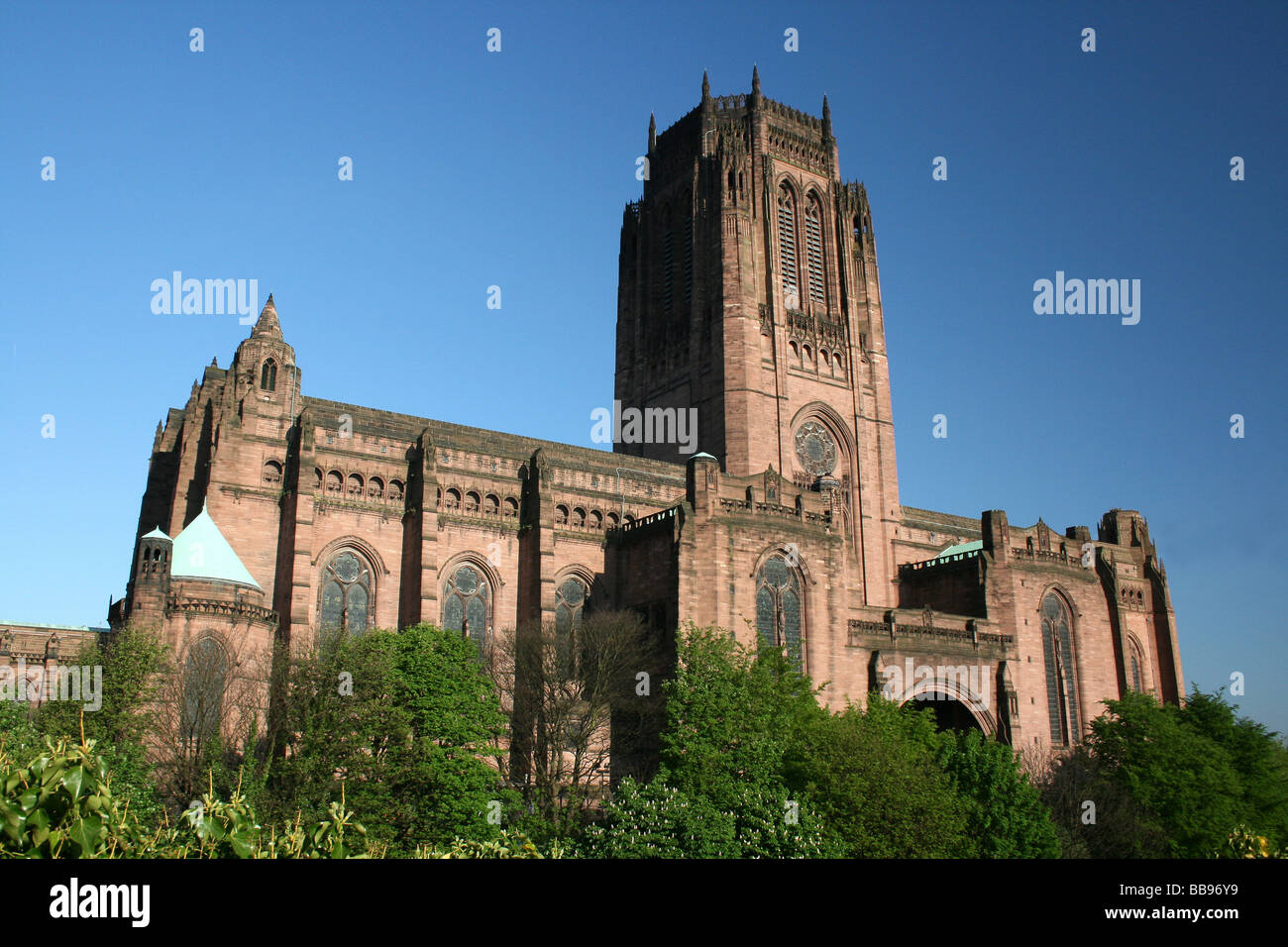 Nordansicht des Liverpool Anglican Cathedral, Merseyside, UK Stockfoto