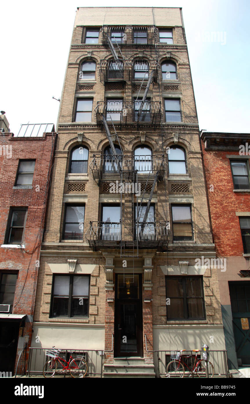 Traditionelle amerikanische Appartementhaus im Bereich West Village von New York City. Stockfoto