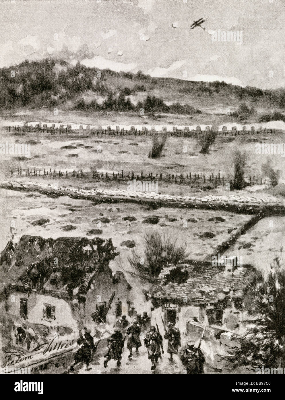 Hügel 60 an der südlichen Flanke des Ypern Salient. Eine Skizze einer deutschen Position kurz vor ihrer Ergreifung durch die Briten am 17. April 1915 Stockfoto