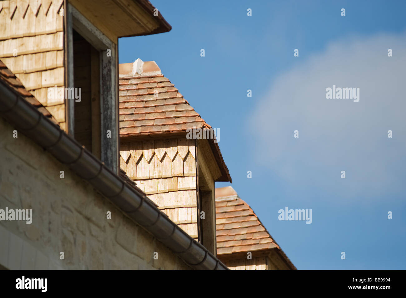 Mittelalterliche Gebäude Restaurierung Laon Picardie Frankreich Stockfoto