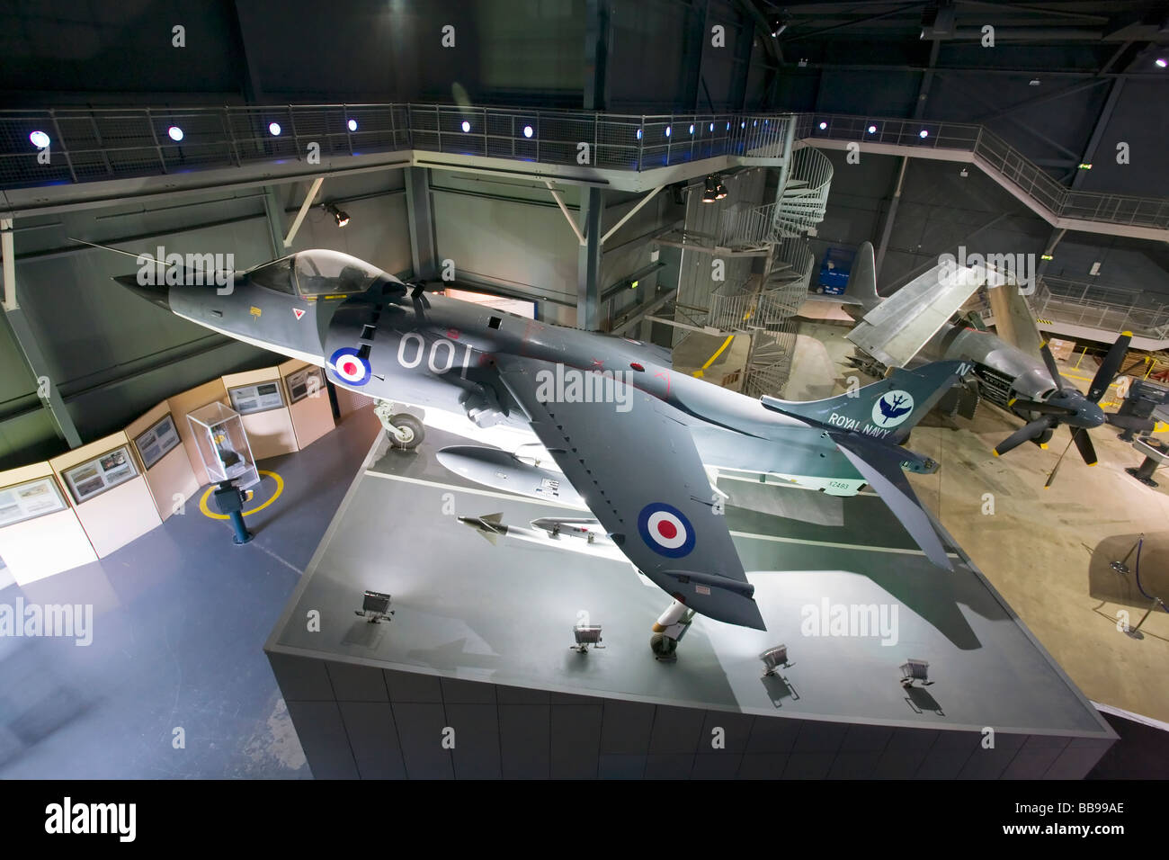 Eine Bae Systeme Harrier-Jet auf der Royal Navy fleet Air Arm museum Stockfoto