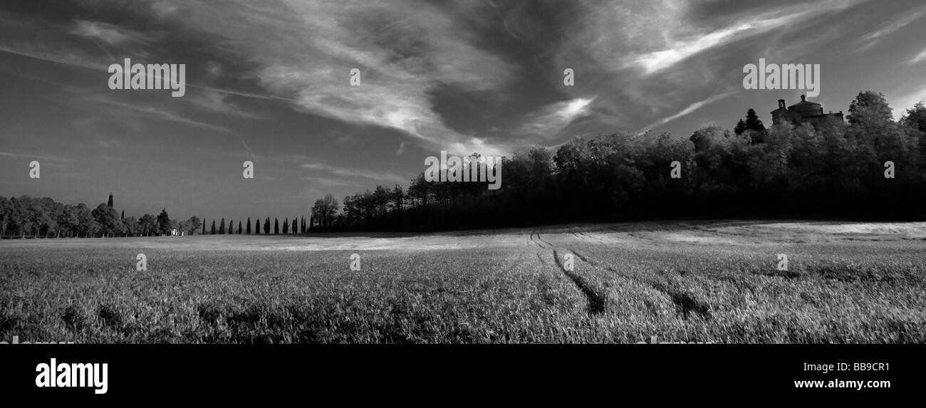 Italienische Landschaft Fotografie schwarz / weiß Stockfoto