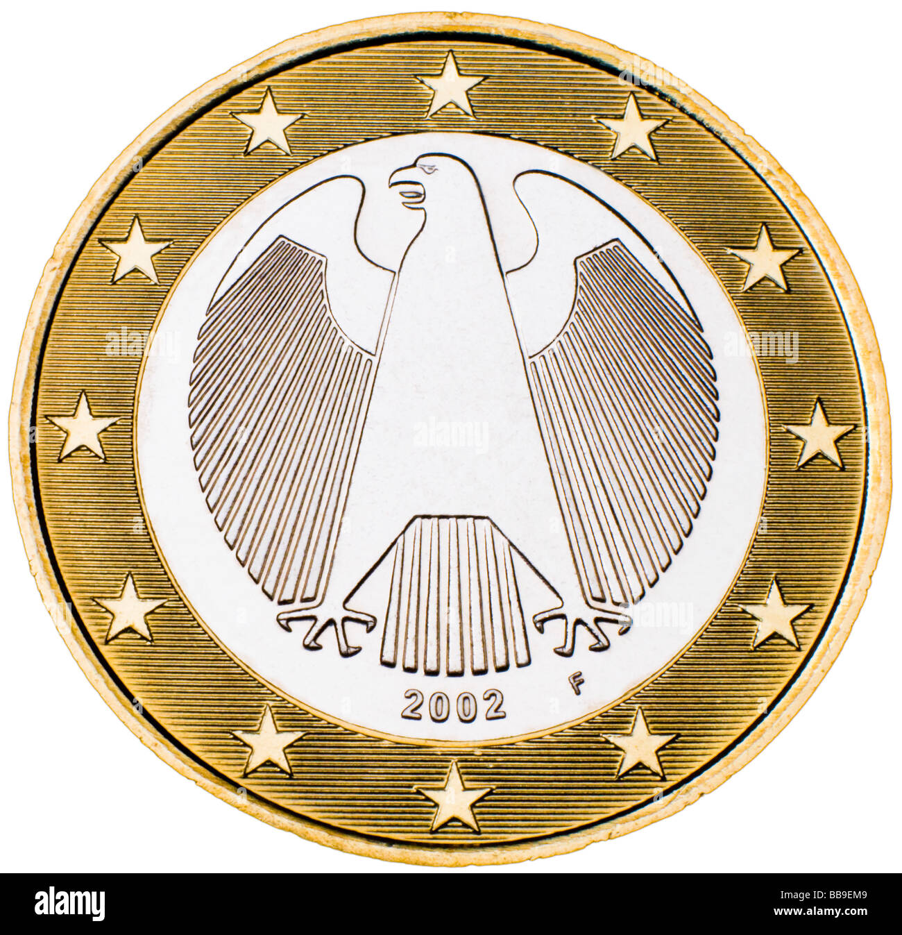 Deutsche 1 Euro Münze rückwärts Stockfoto