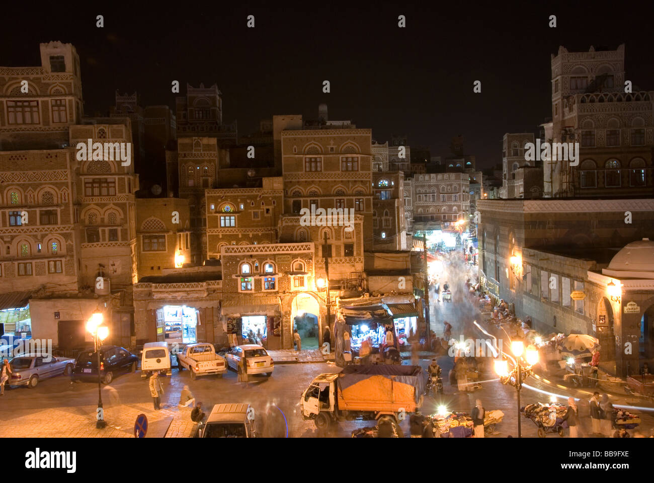 Jemen, Sanaa, alte arabische Stadt, traditionelle Architektur Stockfoto