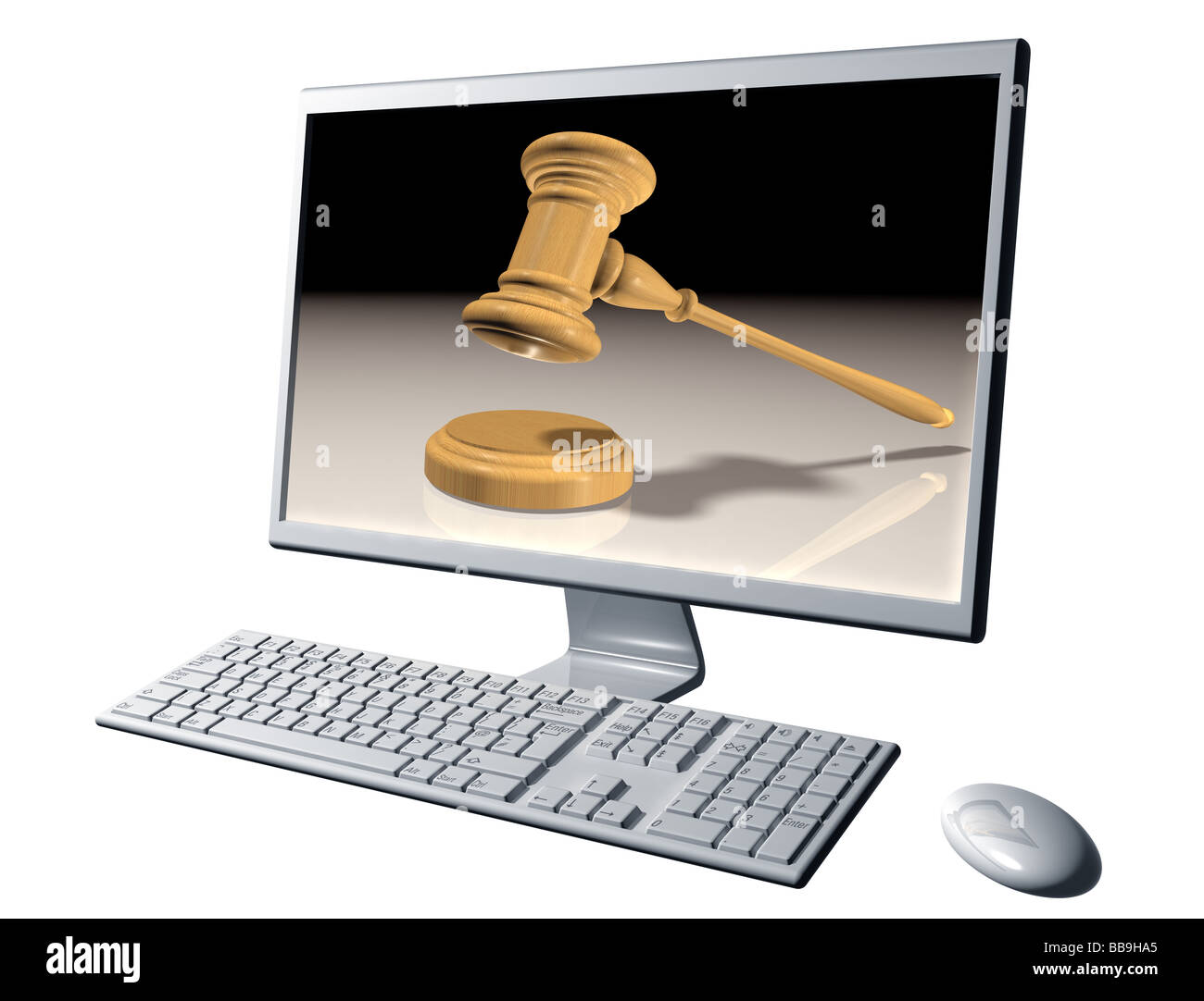 Isolierte Abbildung eines Desktop-Computers für Internet-Auktionen Stockfoto