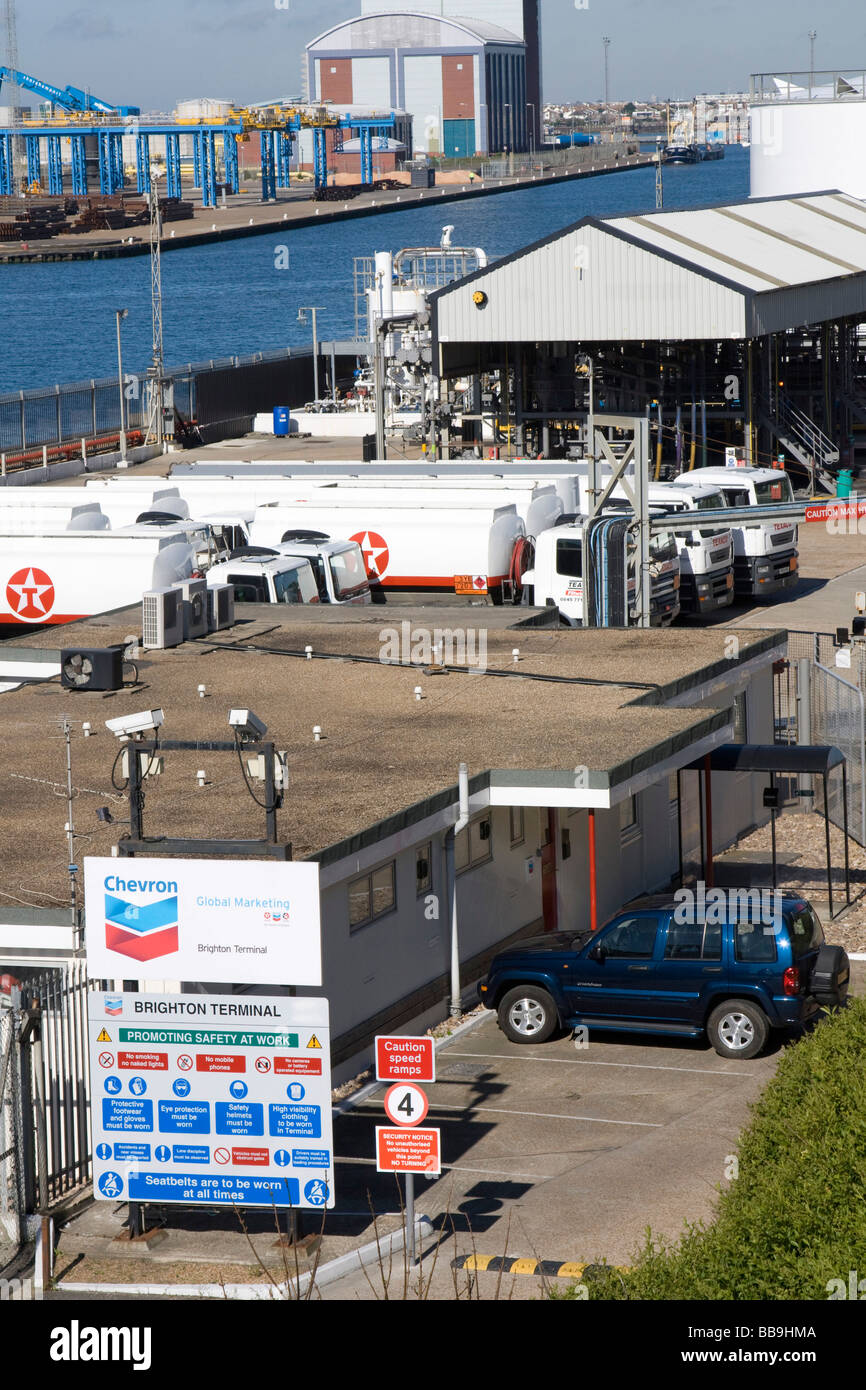 Brighton Chevron terminal Portslade - von - Meer industrielle Kai East Sussex England uk gb Stockfoto