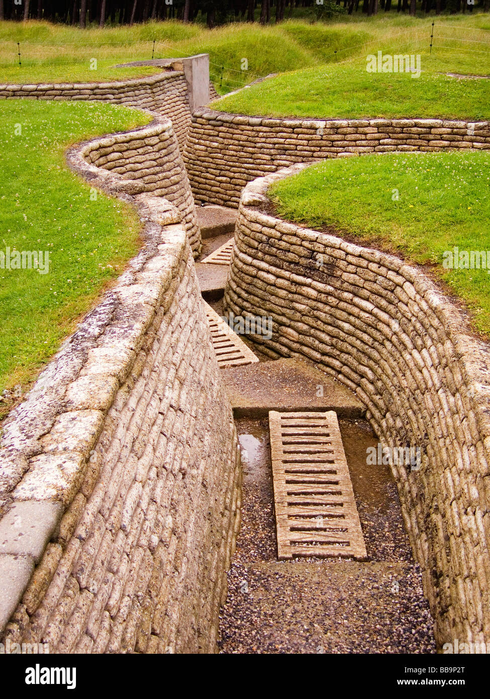 Offenen Graben defensive funktioniert aus dem ersten Weltkrieg auf dem Display bei Vimy Ridge in Frankreich Stockfoto