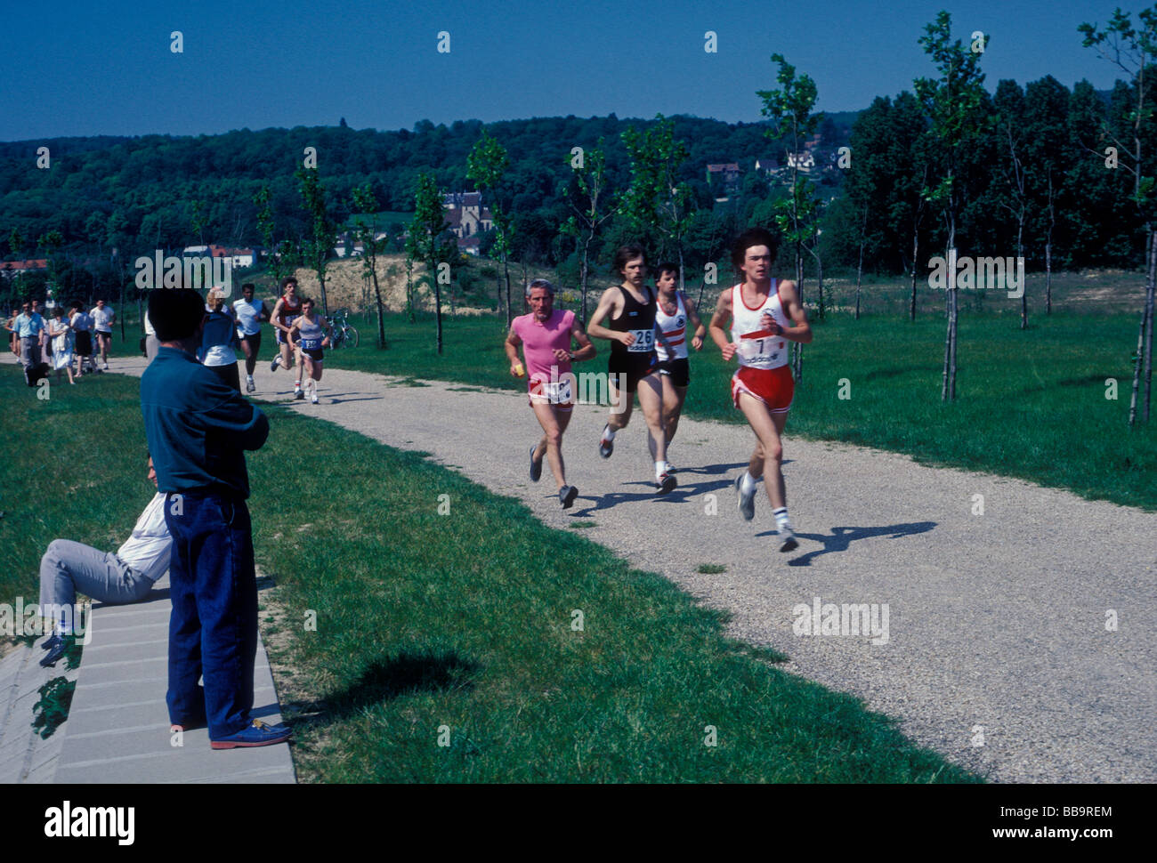 Franzosen, französische Männer, Läufer, läuft, läuft Marathon Race, Marathon, Marathon, Verneuil-sur-Seine, Île-de-France, Frankreich, Europa Stockfoto