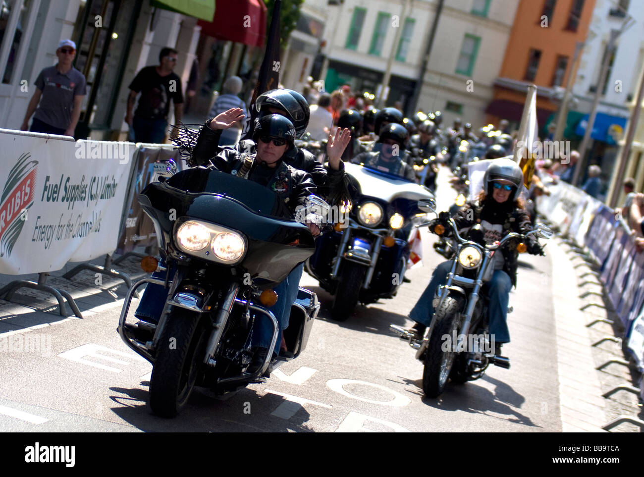 Harley Davidson Kavalkade Jersey, Kanalinseln Stockfoto