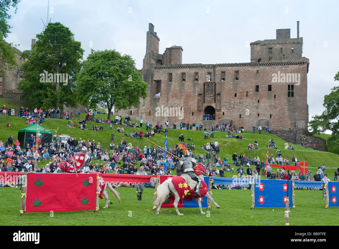 Linlithgow Palace - große Krone Uhr Turnier-Veranstaltungen Stockfoto