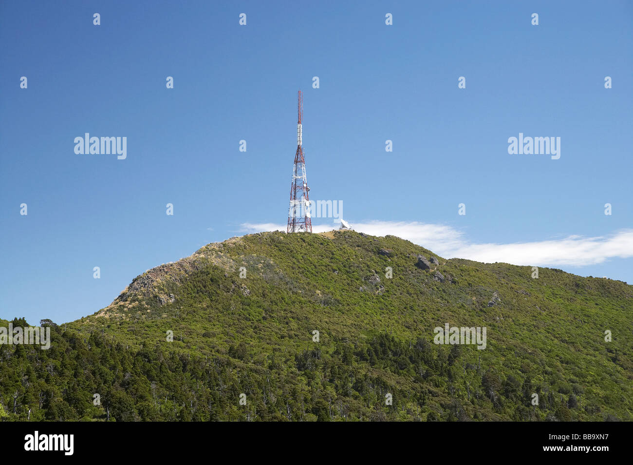 TV-Mast Mt Cargill Dunedin Otago Neuseeland Südinsel Stockfoto