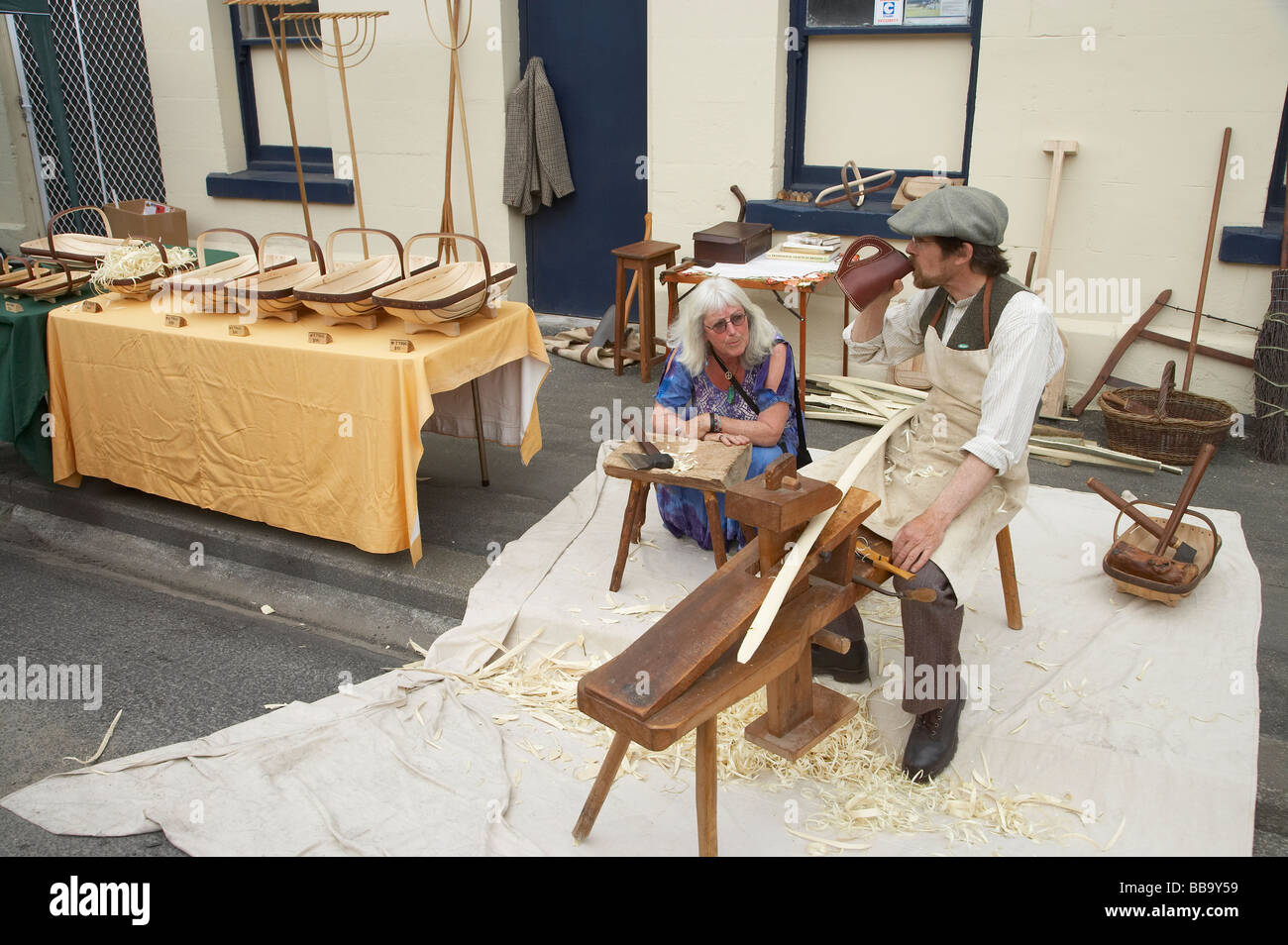 Traditionellen Korbmacher Oamaru Erbe Cellebrations North Otago Neuseeland Südinsel Stockfoto