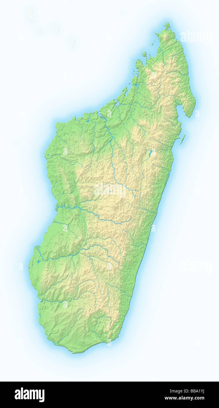 Madagaskar, schattierte Reliefkarte. Stockfoto