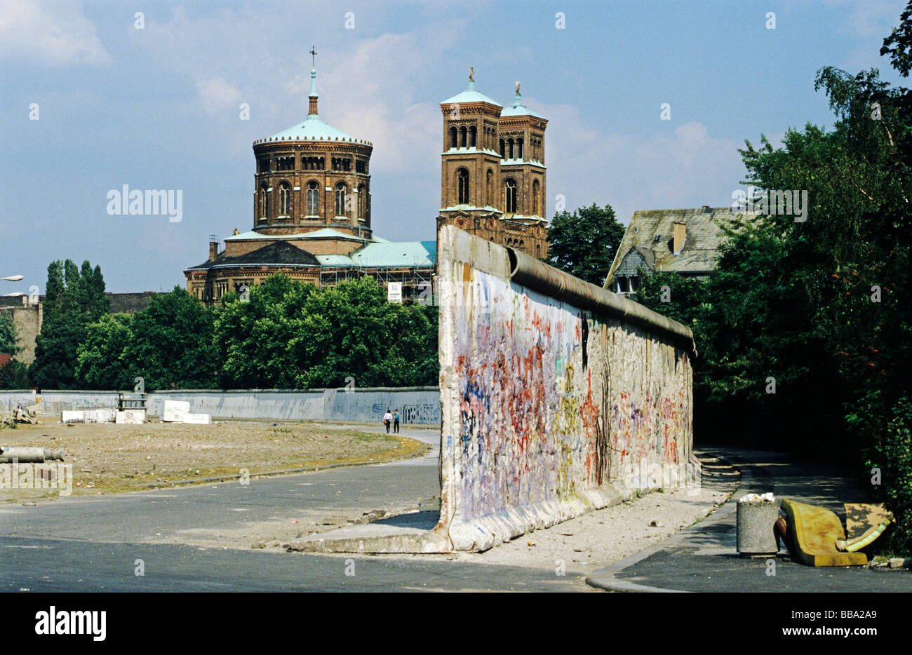 Ehemaligen Todesstreifen und Mauer nach dem Fall der Berliner Mauer, Berlin-Kreuzberg, Deutschland, Europa Stockfoto