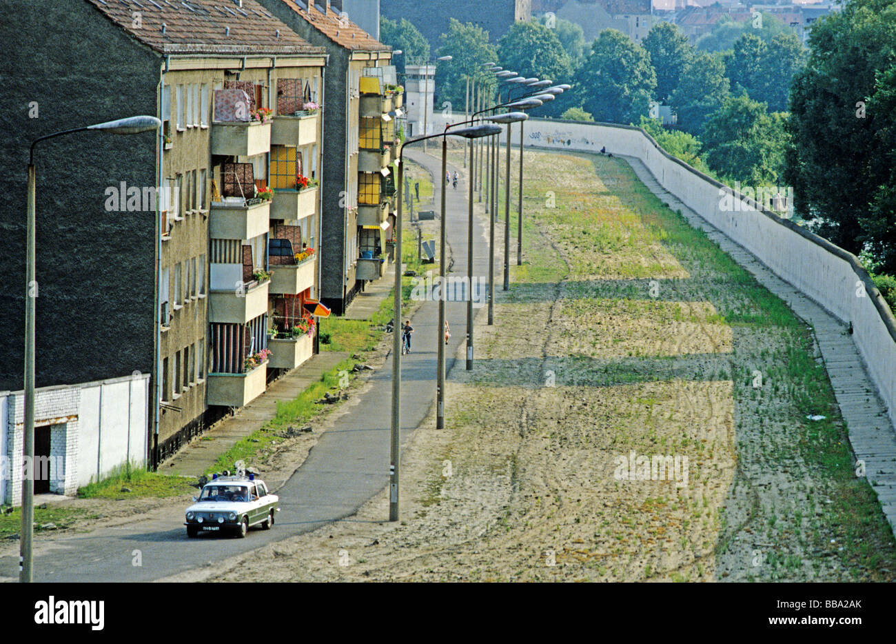 Ehemaligen Todesstreifen zwischen Neukölln und Treptow nach dem Fall der Berliner Mauer, Berlin, Deutschland, Europa Stockfoto