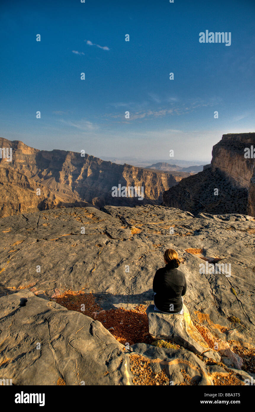 Jabal Shams Canyon Gebiet Al Jabal Al Akhdar Oman Stockfoto