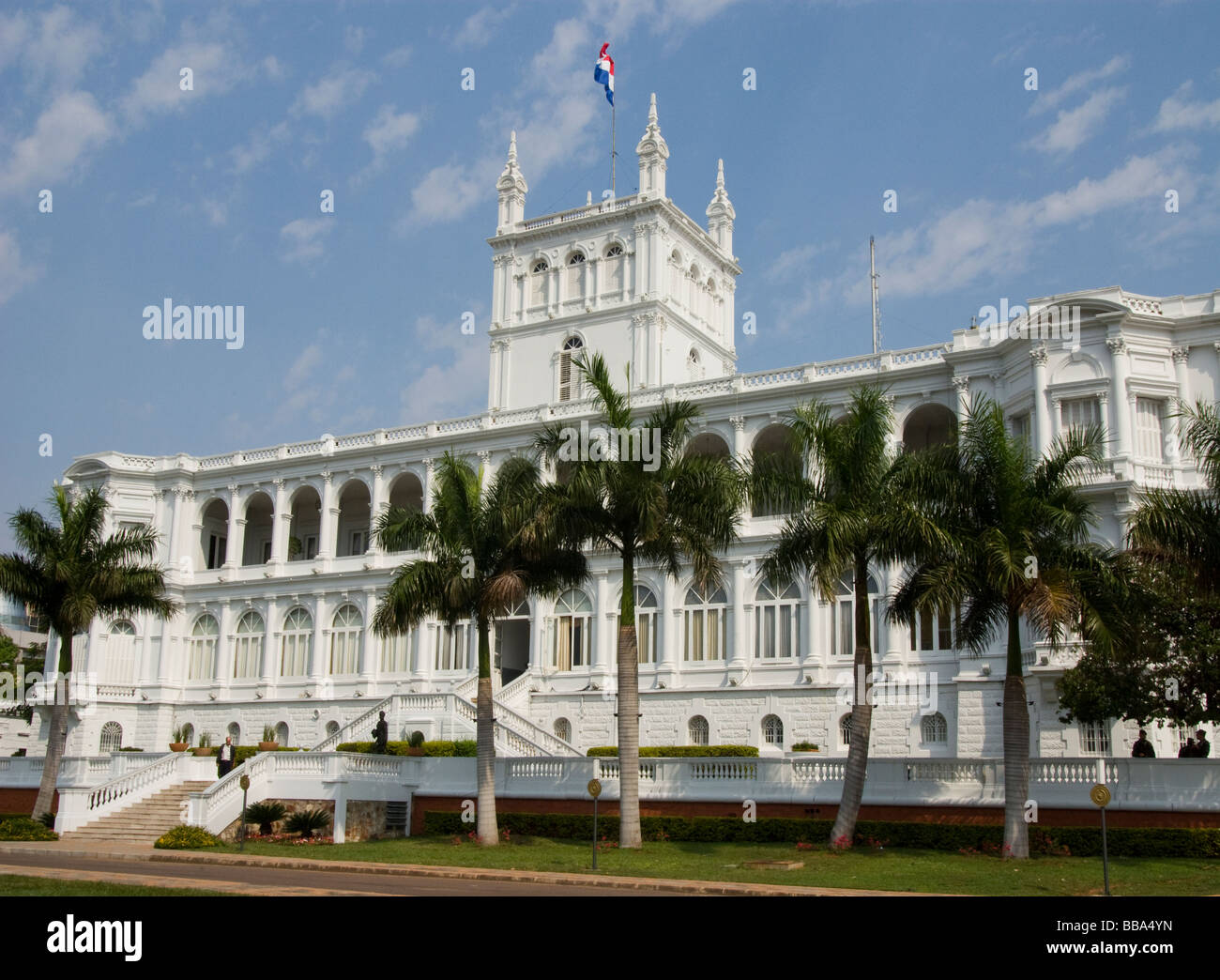 Paraguay.Asunción Stadt. Palast der Regierung (López Palast) 1857-1867.Rear Fassade. Stockfoto