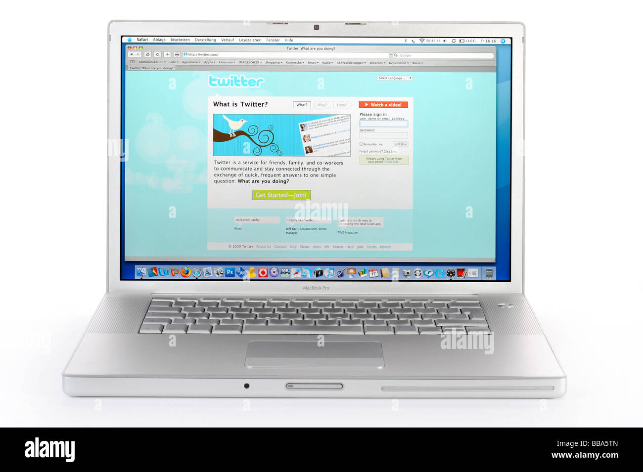 TWITTER.de, Web-basierte soziale Netzwerk, News-Service und Mikro-Blogging-Service-Portal für Apple MacBook Pro Stockfoto