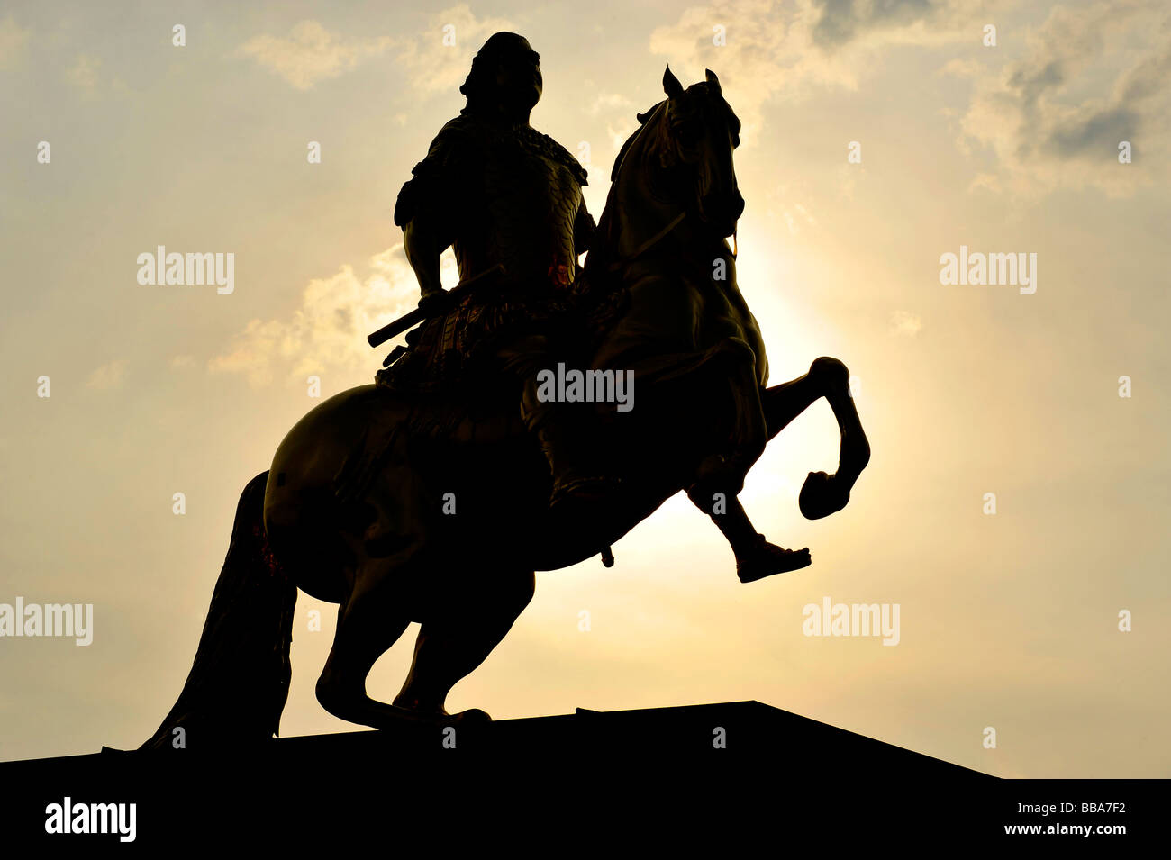 Goldener Reiter, Goldener Reiter, Reiterstandbild des Augustus II das starke von Sachsen, Dresden, Freistaat Sachsen, Deutschland, E Stockfoto