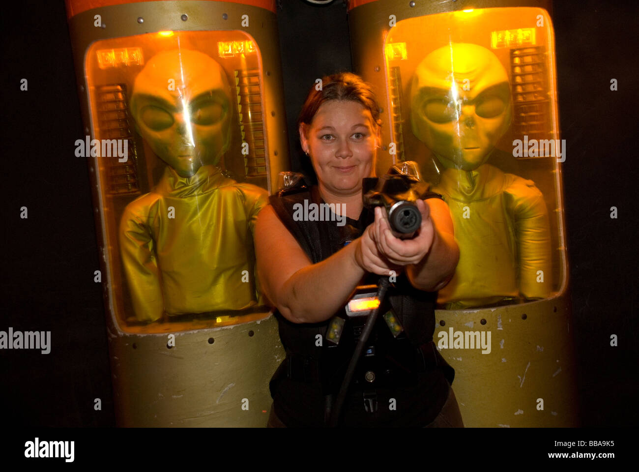 Alien Attack-Lasergame Stockfoto