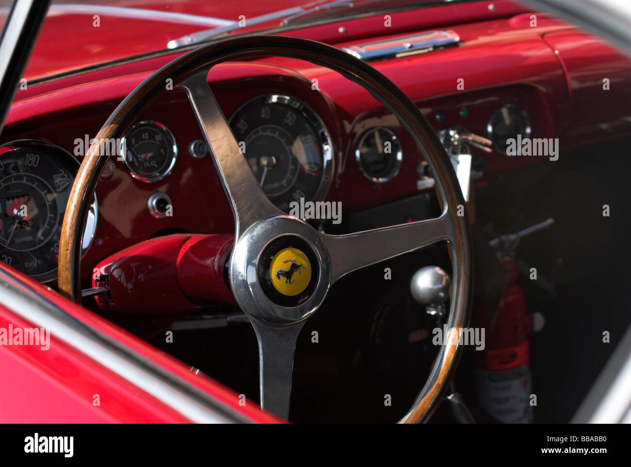 Innenansicht eines Ferrari Stockfoto