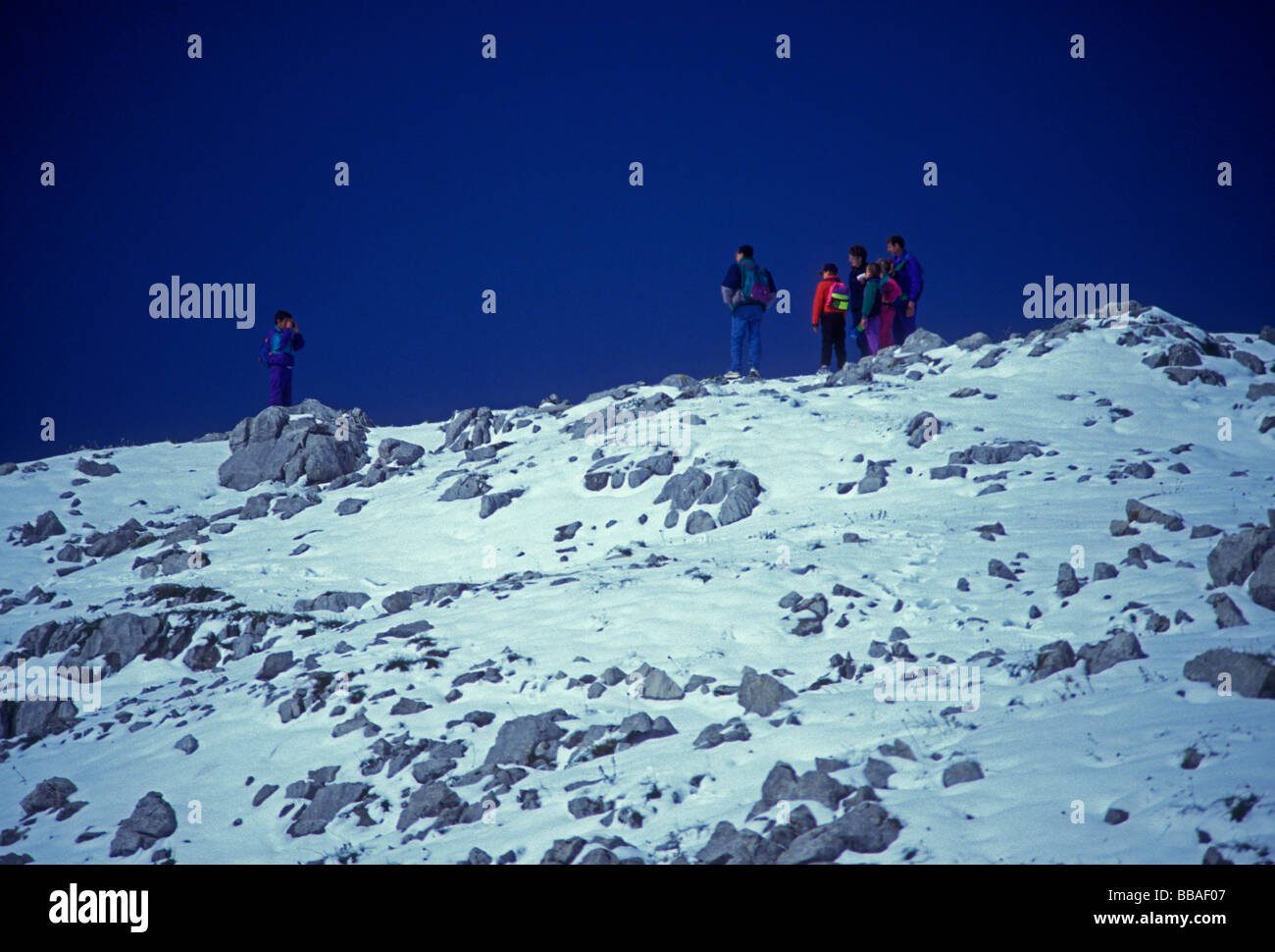 Österreicher, österreichische Volk, Wanderer, Wandern, Rufikopf, Gipfel, Stadt von Lech am Arlberg, Lech am Arlberg, Vorarlberg, Österreich, Europa Stockfoto