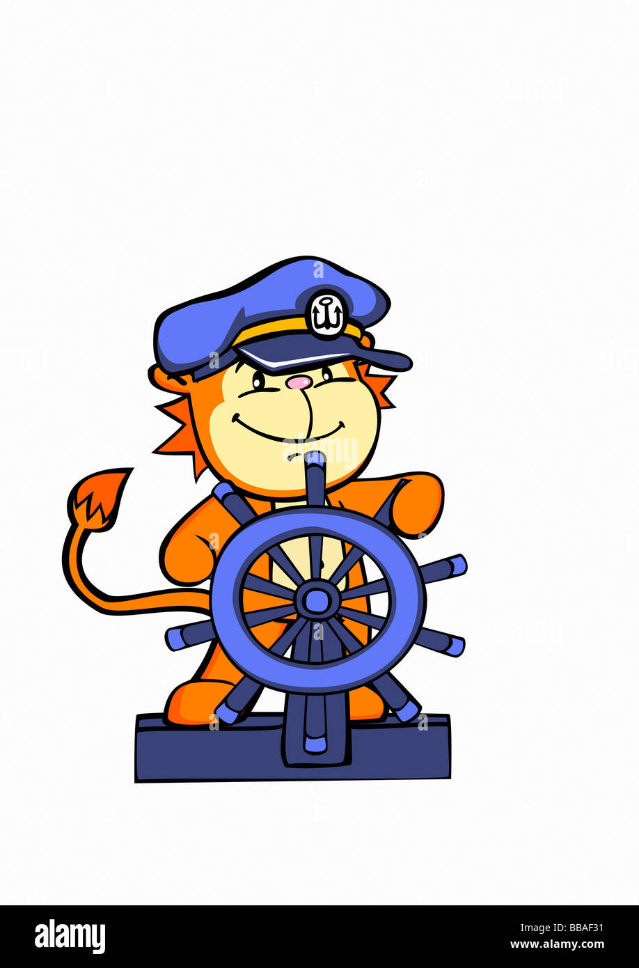 Lenkung des Schiffes Ruder Kapitän zur See ein Löwe Stockfoto
