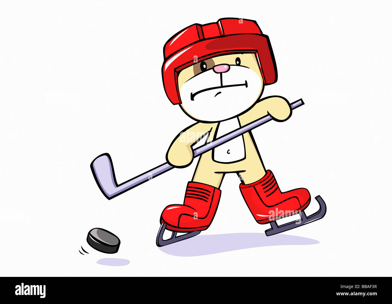 Ein Hund-Eishockey-Spieler Stockfoto