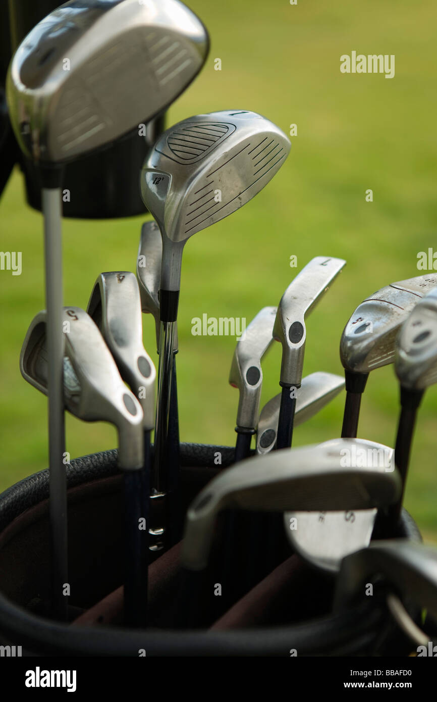 Detail des Golf-Clubs in einer Golftasche Stockfoto