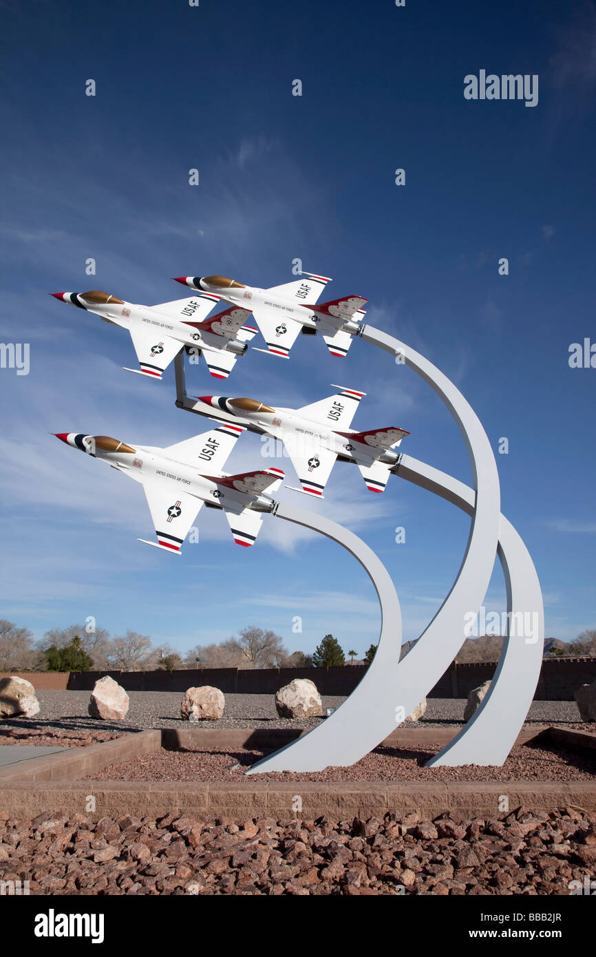 Die Thunderbirds-Denkmal am Nellis AFB Nevada, USA Stockfoto