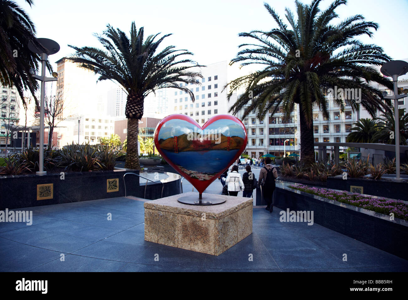 Herz-Skulptur, Union Square Park, San Francisco Stockfoto