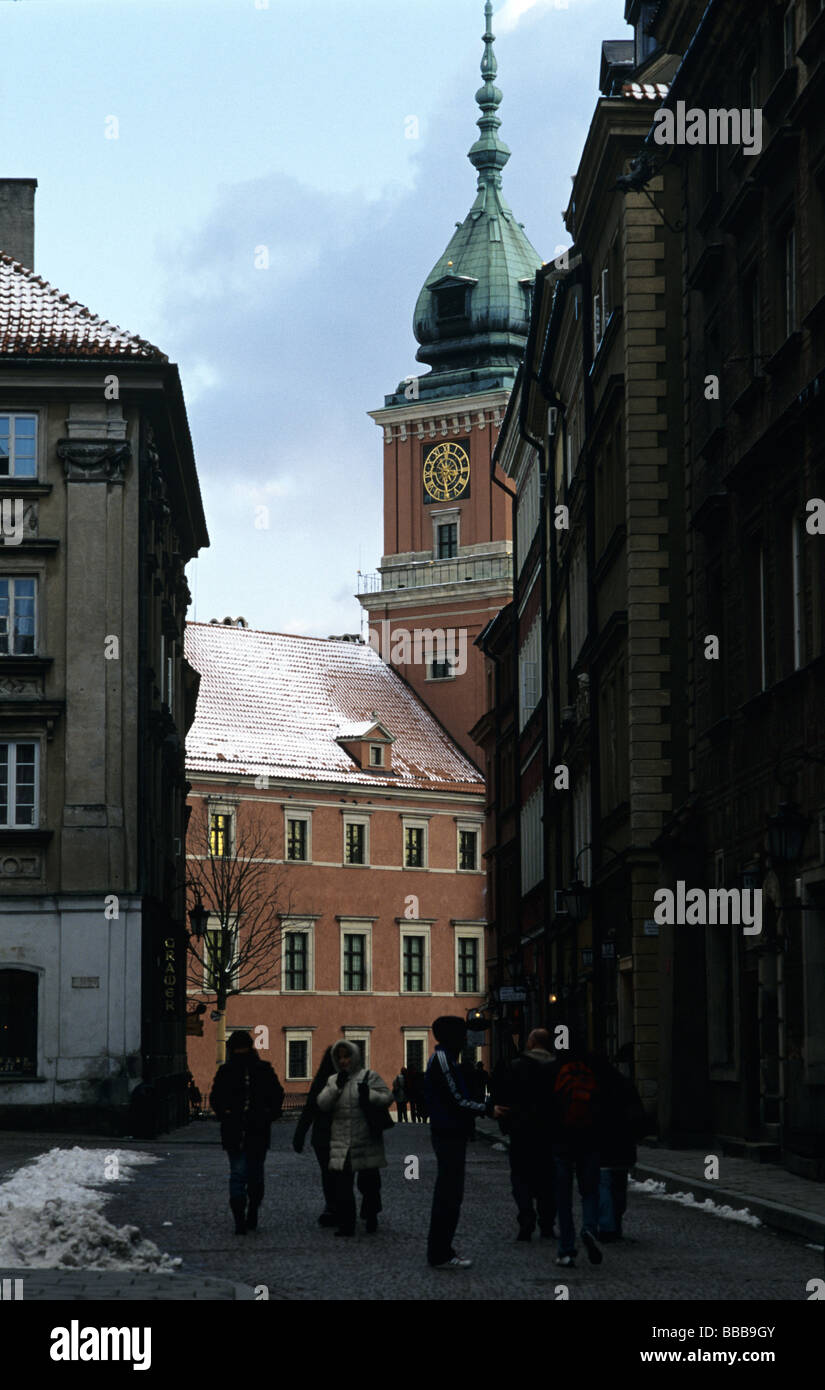 Polen Warschau alte Stadt König Schloss von Straße Sonnenuntergang gesehen Stockfoto