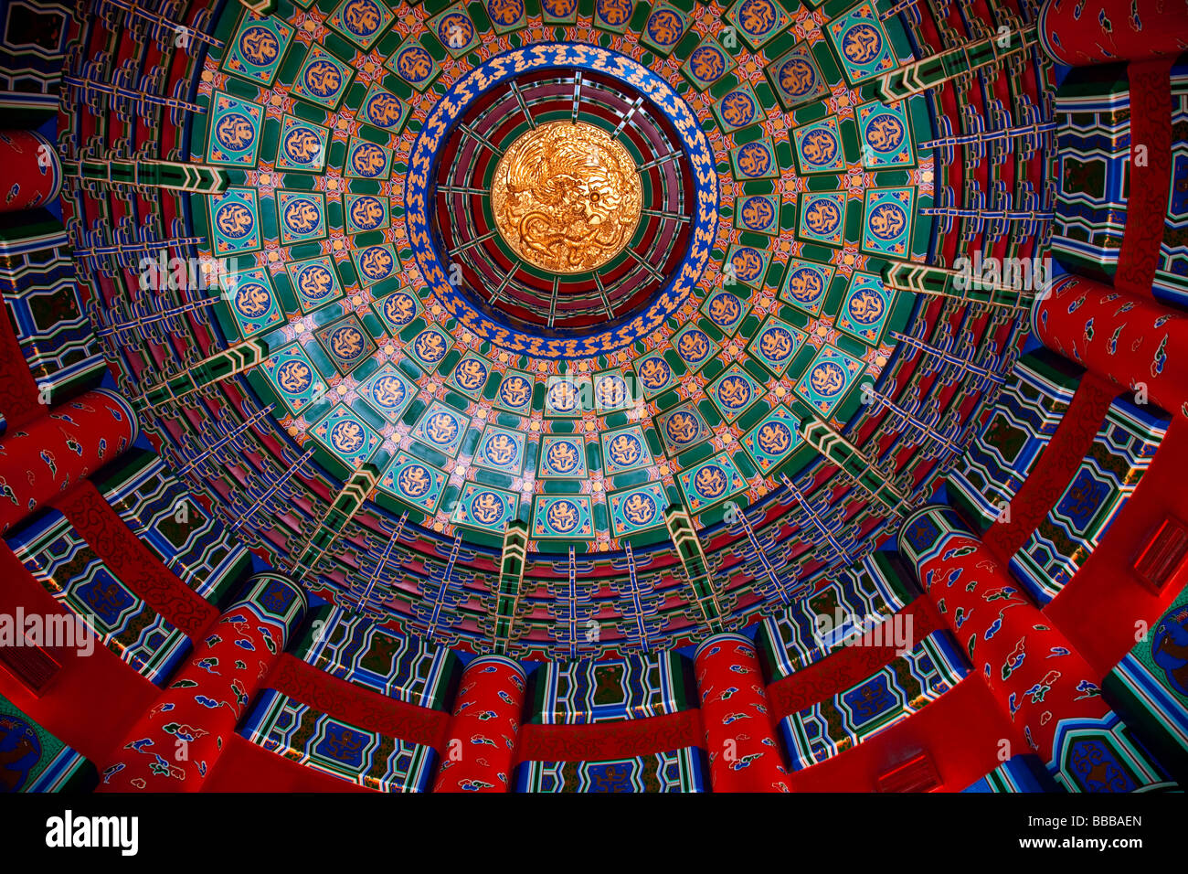 Innendecke von einem chinesischen Tempel des Himmels Stockfoto