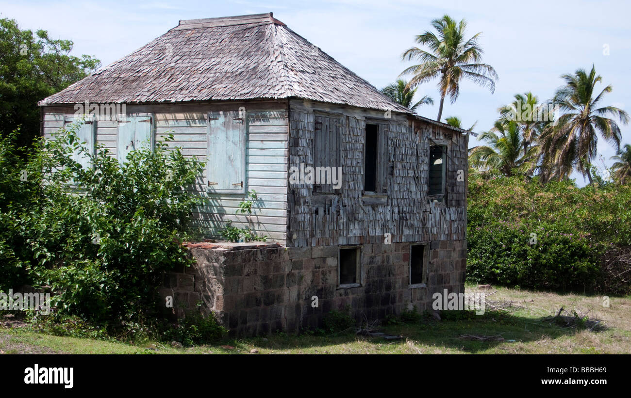 Verfallene traditionelle Heimat Nevis Karibik-Insel Stockfoto
