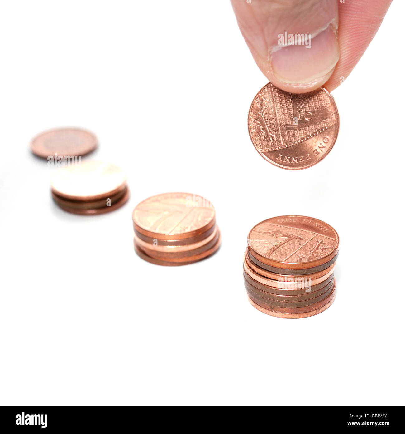 So pflegen Sie Ihre Pfennige und Ihre Pfunde kümmern sich kleine Ersparnisse Compoundierung im Laufe der Zeit Stockfoto