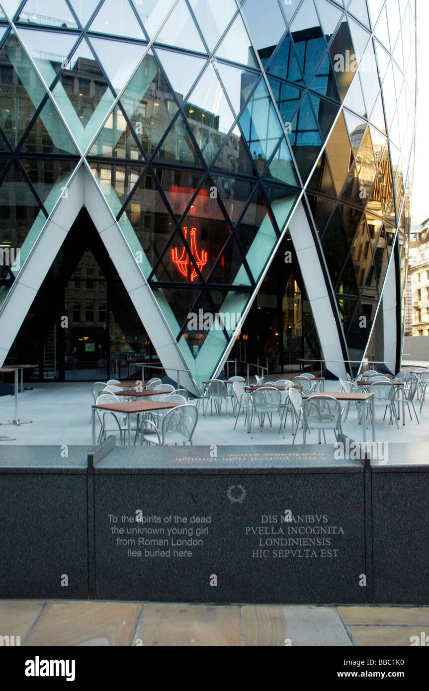 Römische Mädchen Grab auf Basis von Gherkin Gebäude Stockfoto