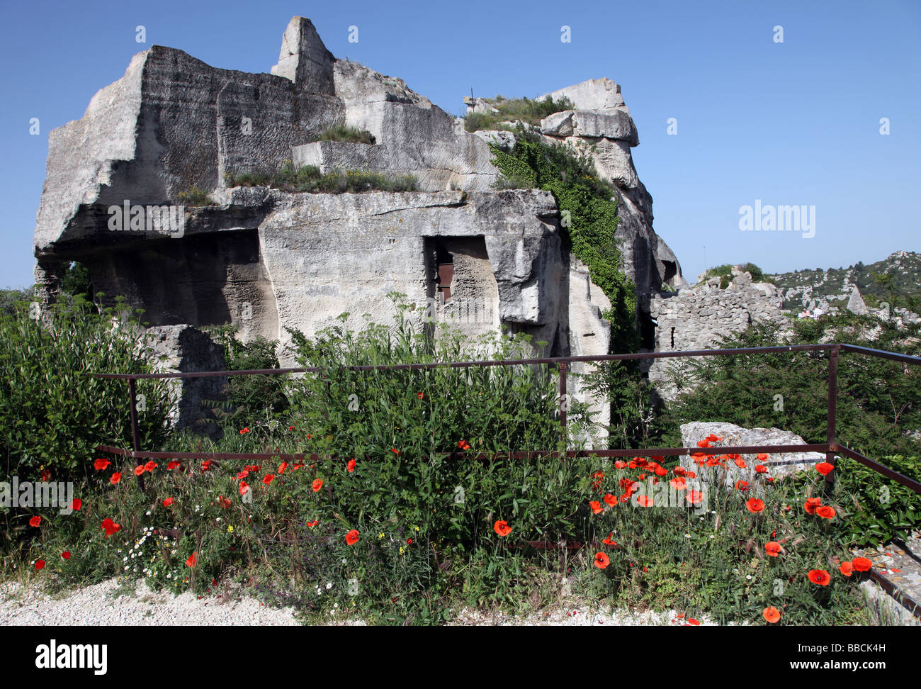 Felsformation in Les Baux de Provence-Frankreich Stockfoto