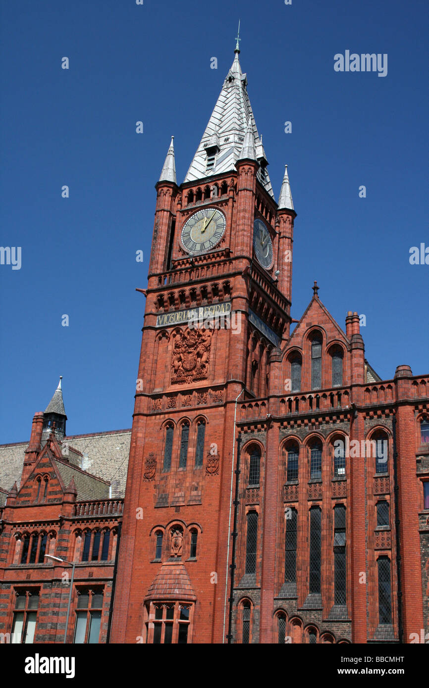 Porträt von der Jubilee Clock Tower von der Victoria-Galerie und Museum, Universität von Liverpool, Merseyside, UK Stockfoto