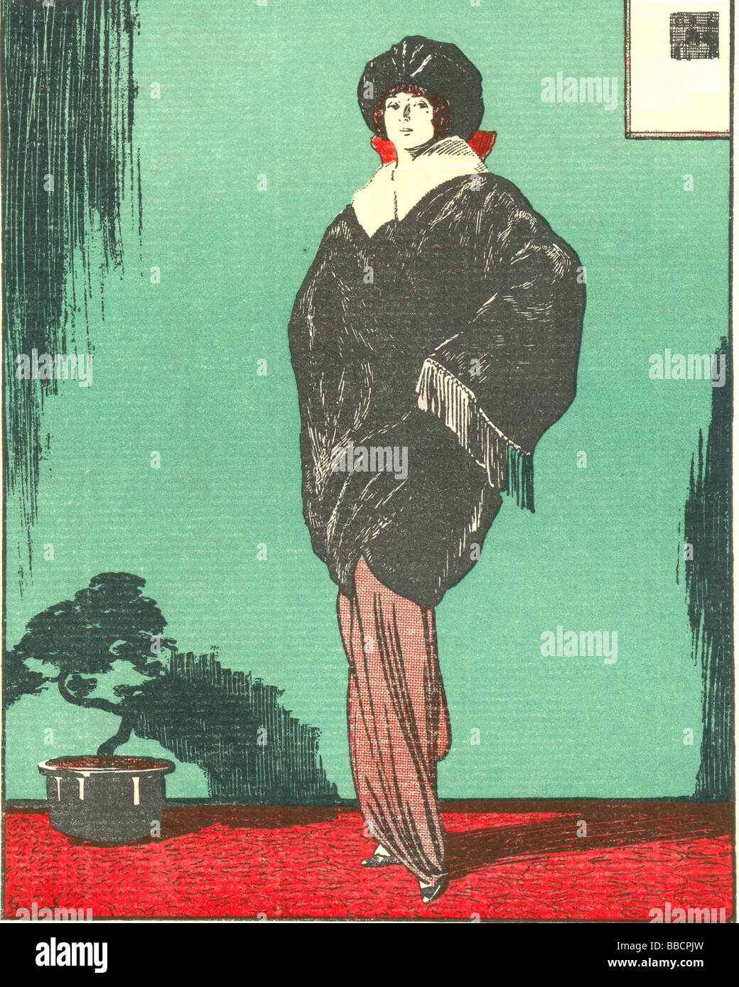 Französische Mode-Platte des Mantels von Art Gicht Beaute 1912 Stockfoto