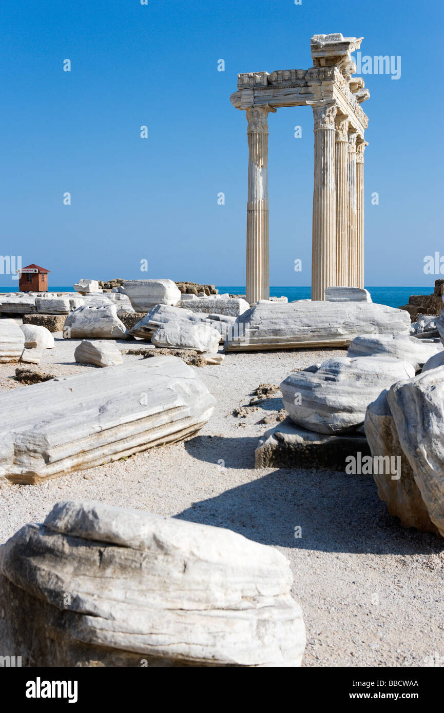 Ruinen der römischen Tempel des Apollo und Athena, Seite,, Mittelmeer Küste, Türkei Stockfoto
