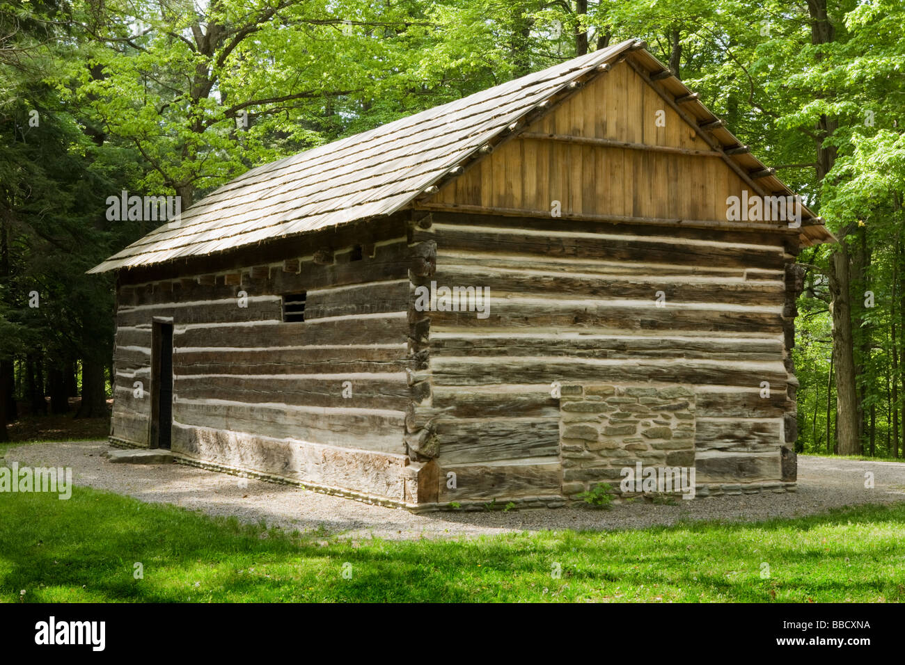 Alten Seneca Indian Council House wieder zusammengebaut in Letchworth State Park New York Wyoming County Stockfoto