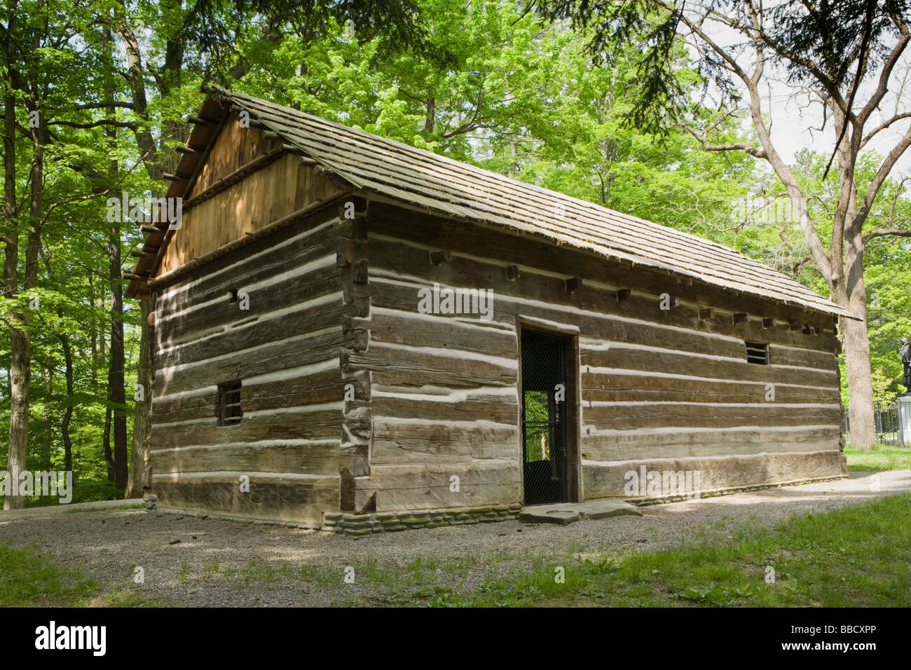 Alten Seneca Indian Council House wieder zusammengebaut in Letchworth State Park New York Wyoming County Stockfoto